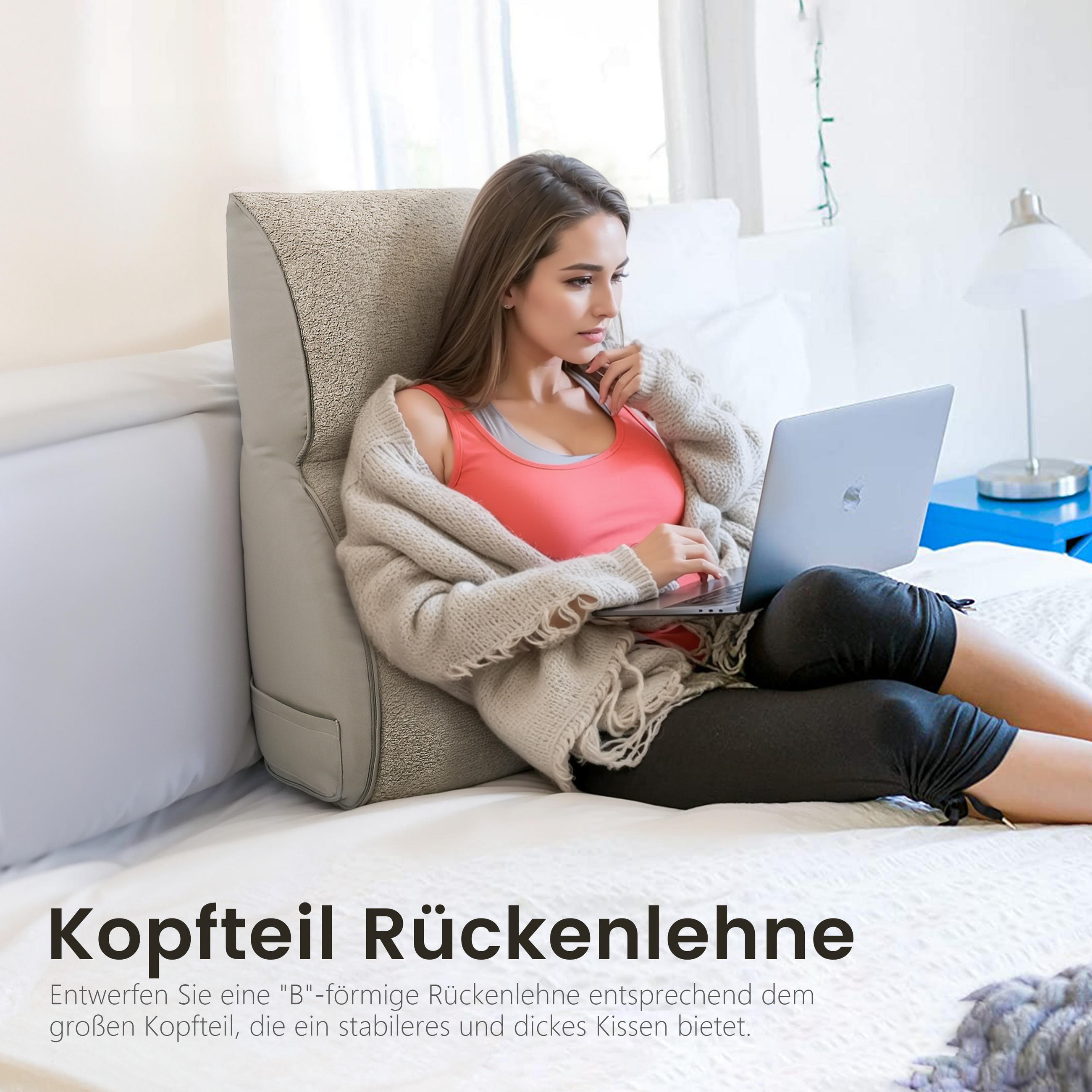 LESEKISSEN Segmentierte Kissen für zusätzlichen Komfort - Cappuccino, Textil (28/56cm) - Vercart