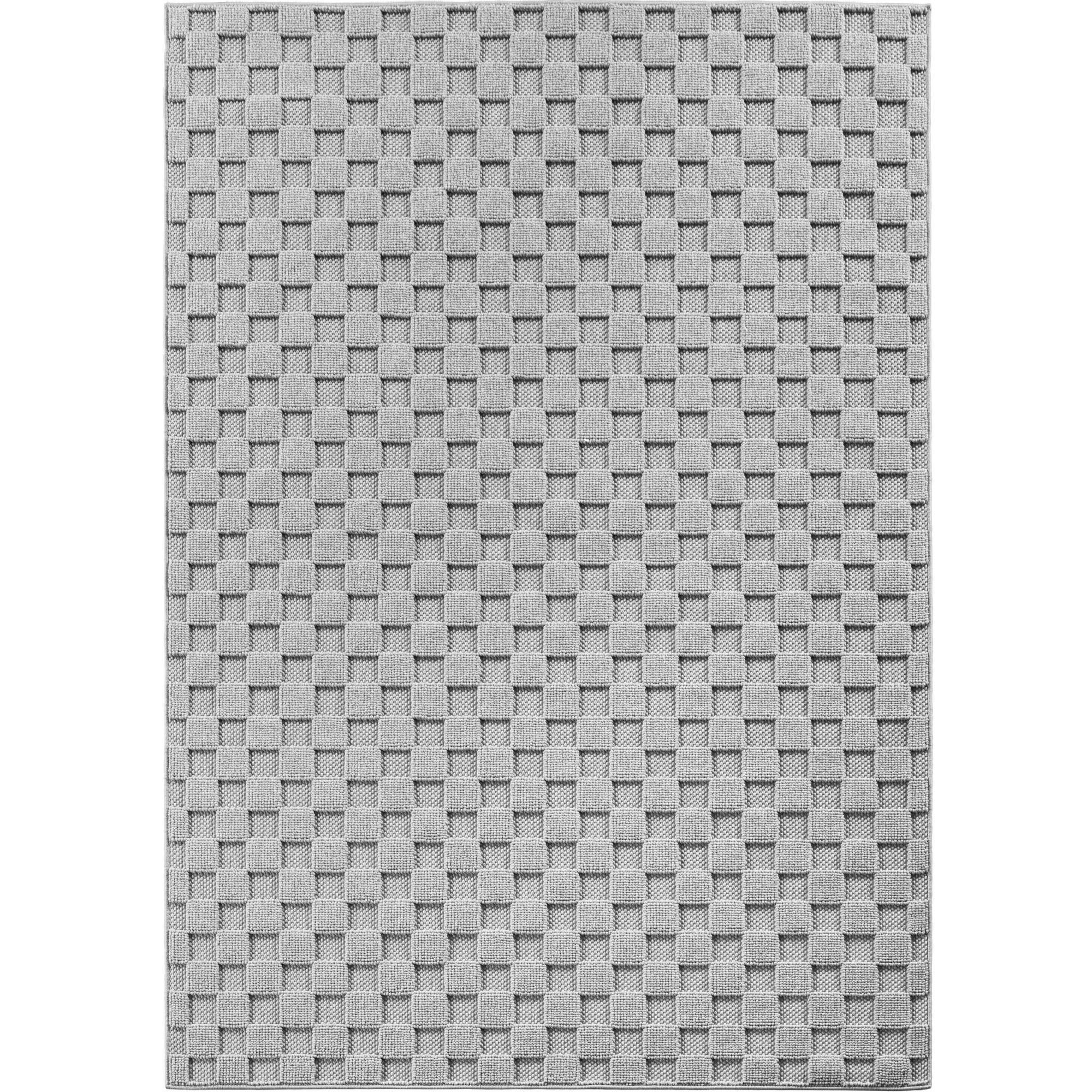 TEPPICH Flachgewebe LANGAU in Silber, mit Schachbrettmuster, 140 x 200 cm - Silberfarben, Textil (140/200cm) - KADIMA DESIGN