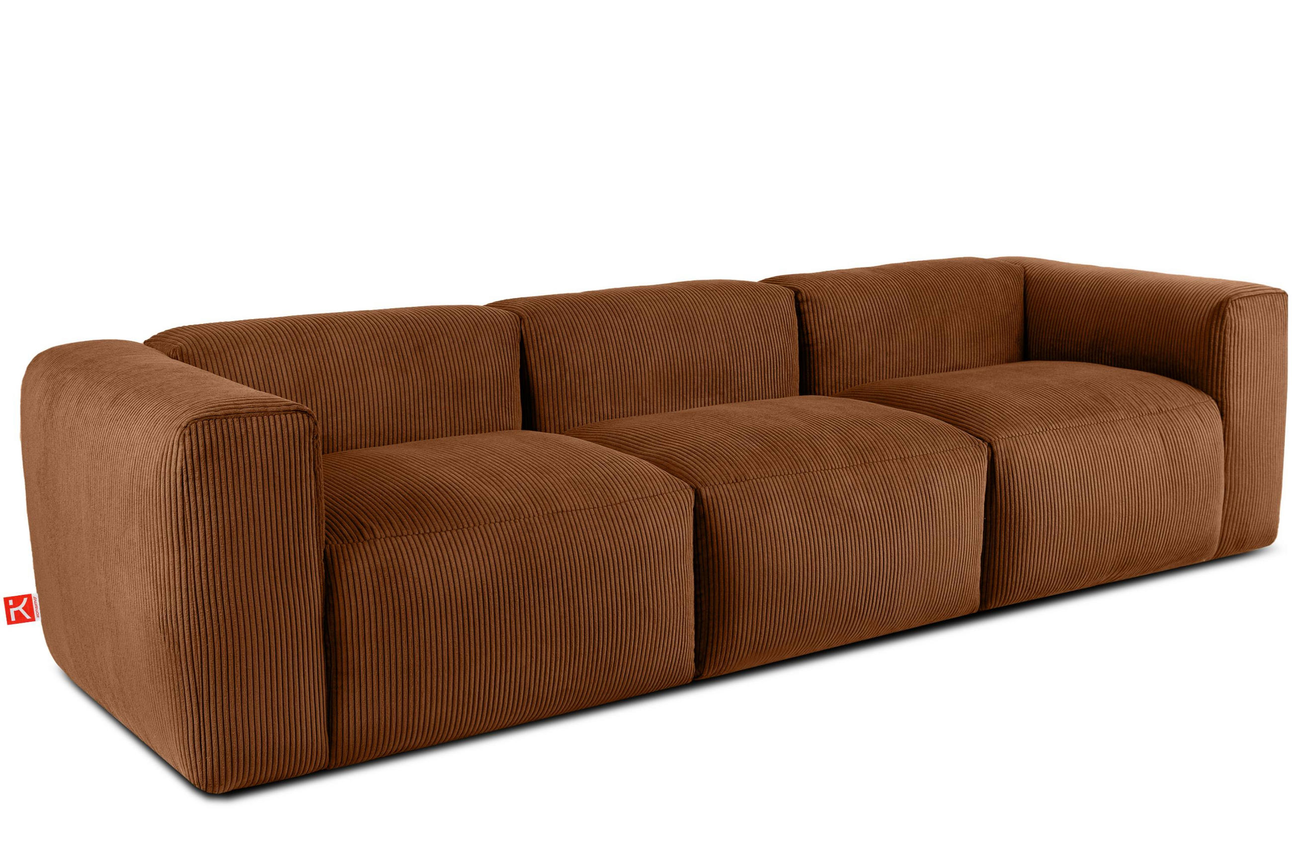 3-SITZER-MODULSOFA BUFFO mit extrem weicher und bequemer Sitzfläche, Kordstoff, ore - Orange, Textil (290/73/96cm) - KONSIMO®