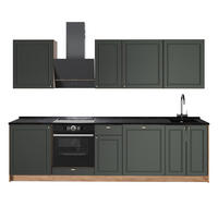 KÜCHENZEILE Fame-Line, Grün-Gold Landhaus/Goldkraft Eiche, 280 cm ohne Arbeitsplatte - Honigeiche/Grün, Holzwerkstoff (280/206.8/51.6cm) - Vicco
