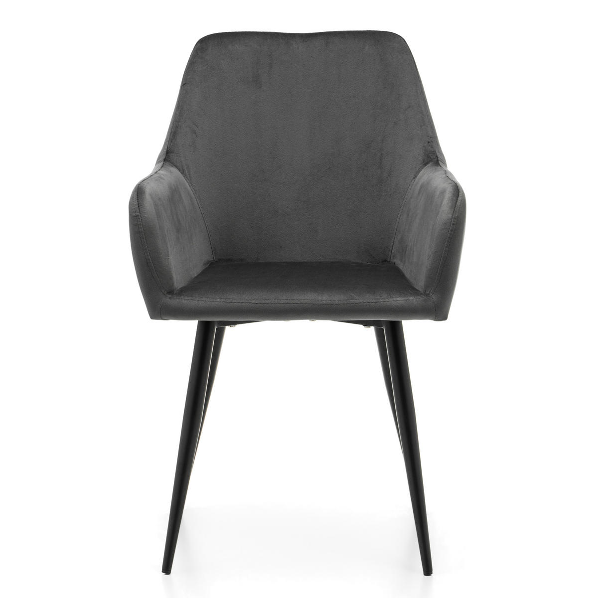 STUHL IVO gepolstert - grau - Samt Velours - Schwarz/Grau, Textil/Metall (55/88/54cm) - NEW HOME