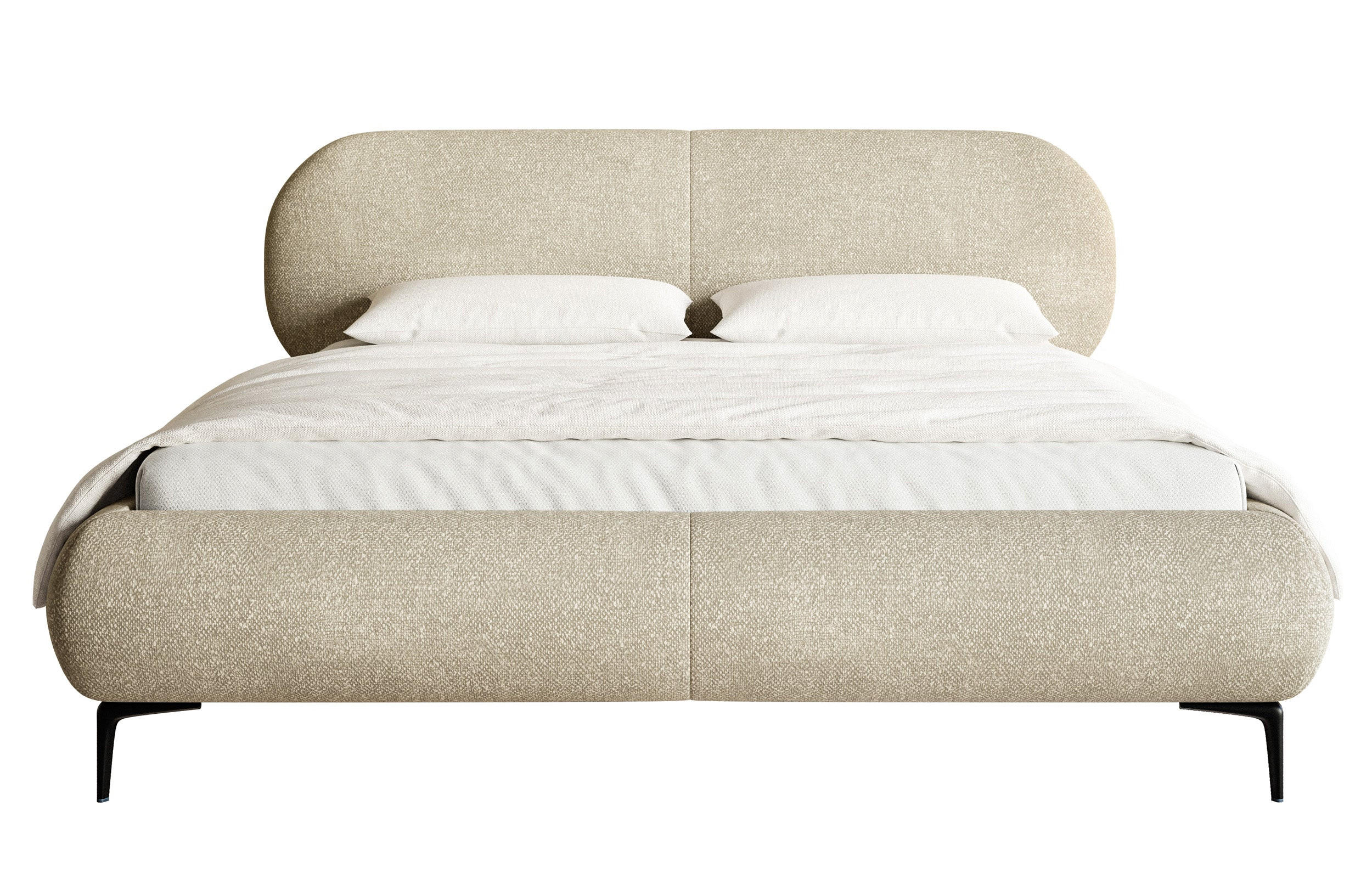 POLSTERBETT Ovalle Beige mit schwarzen Metallbeinen und Bettkasten 140 cm - Beige/Schwarz, Textil/Metall (140/200cm) - Selsey