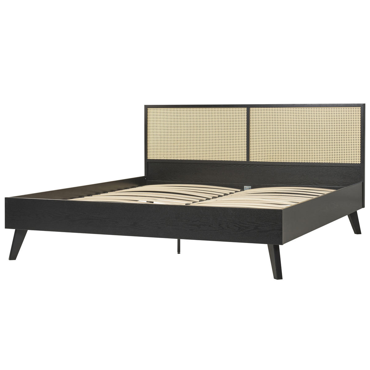 BETT 180/200cm Schwarz Monpazier - Schwarz, Naturmaterialen (180/200cm) - Beliani
