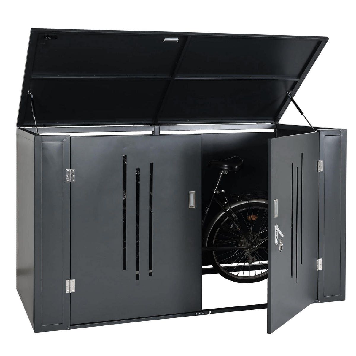 2ER-FAHRRADGARAGE Anthrazit - Anthrazit, Metall (202/121/100cm) - MCW