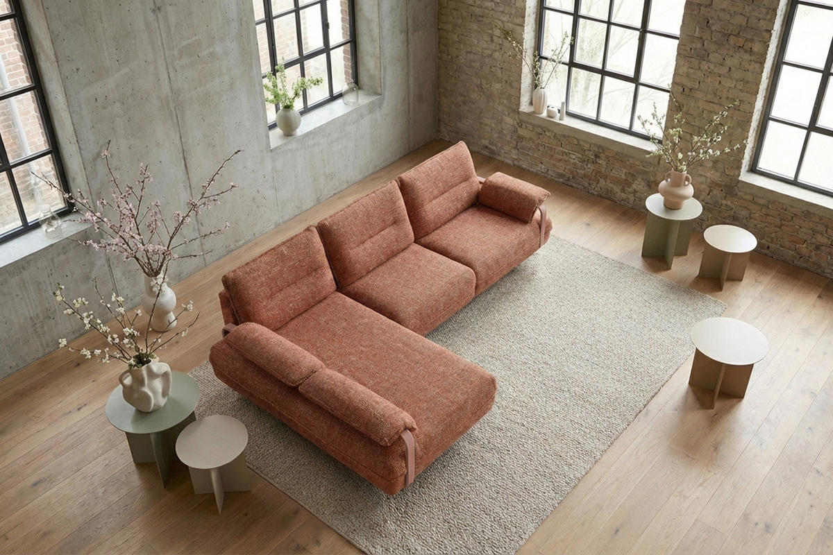 ECKSOFA ANISSA Braun Flachgewebe - Dunkelbraun/Schwarz, Kunststoff/Textil (297/185cm) - KAWOLA