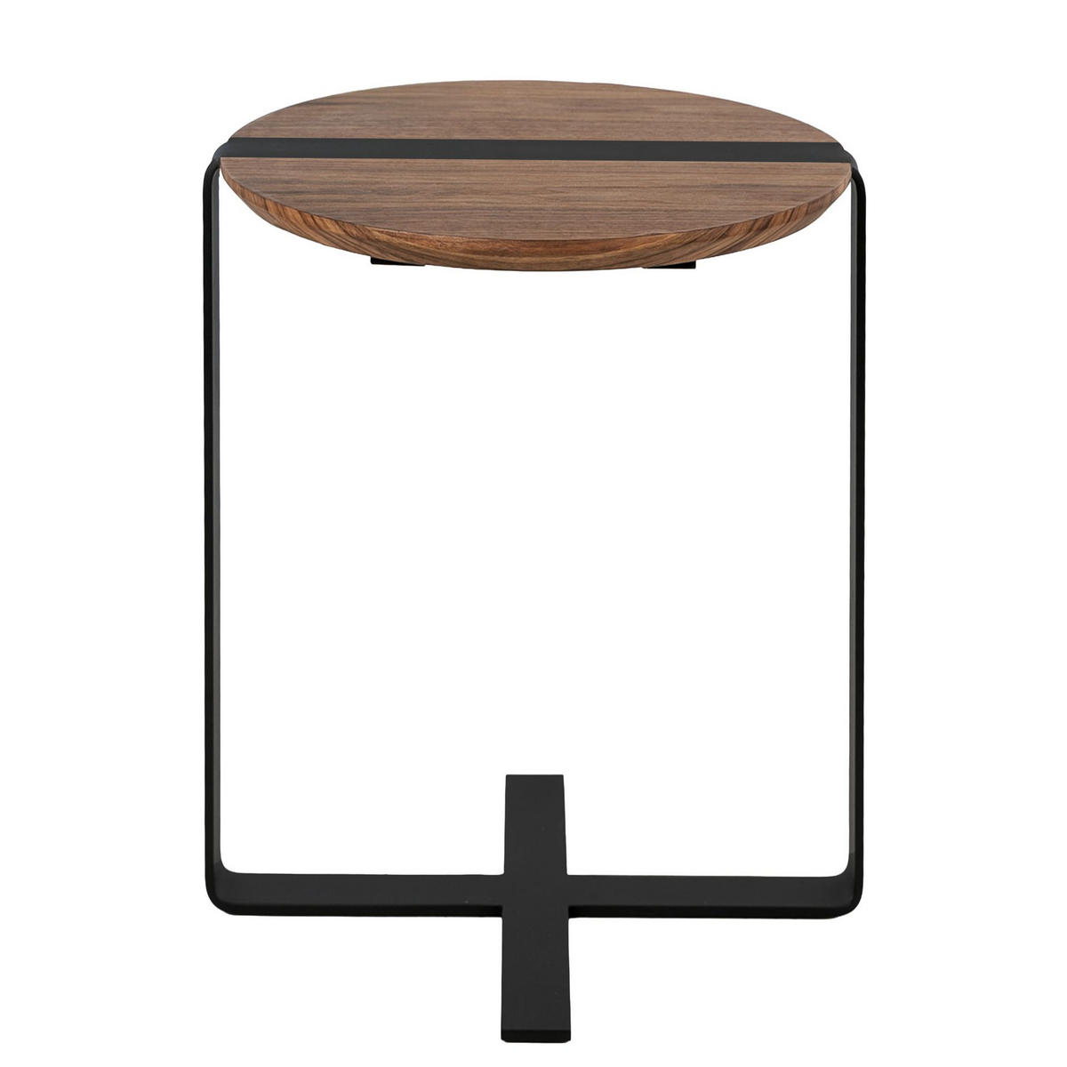 ECKTISCH Runder Nussbaum und schwarzer Stahl Ø50/52 cm - Nussbaumfarben/Walnussfarben, Holz/Holzwerkstoff (50/50/52cm) - ANGEL CERDA