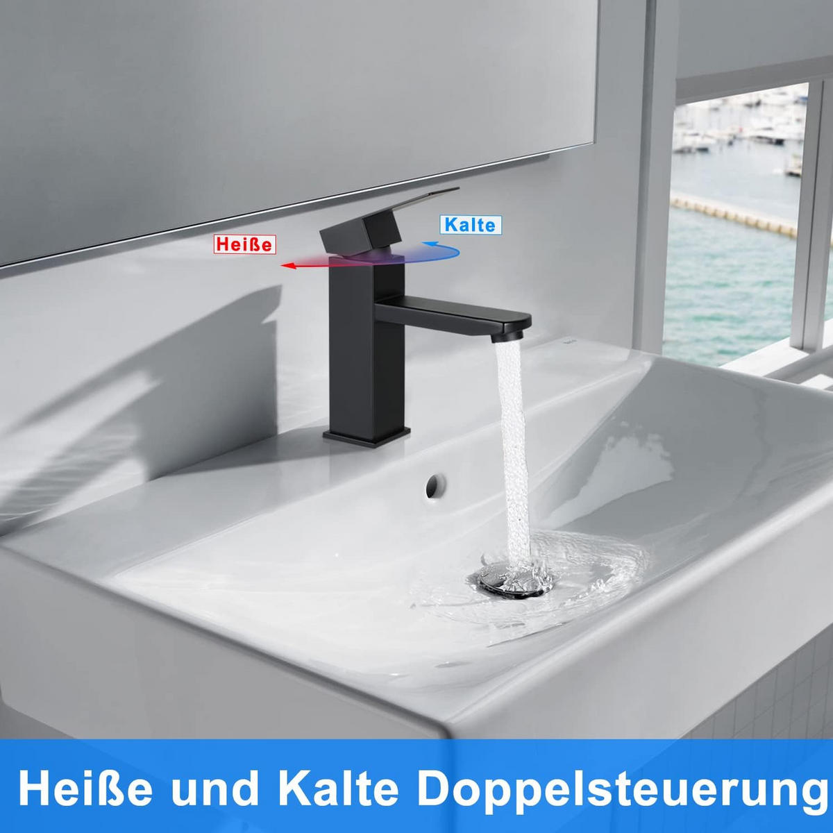 WASCHTISCHARMATUR Nixarn 4.9/17.3/16.2 cm - Schwarz, Metall (4.9/17.3/16.2cm) - ZMH