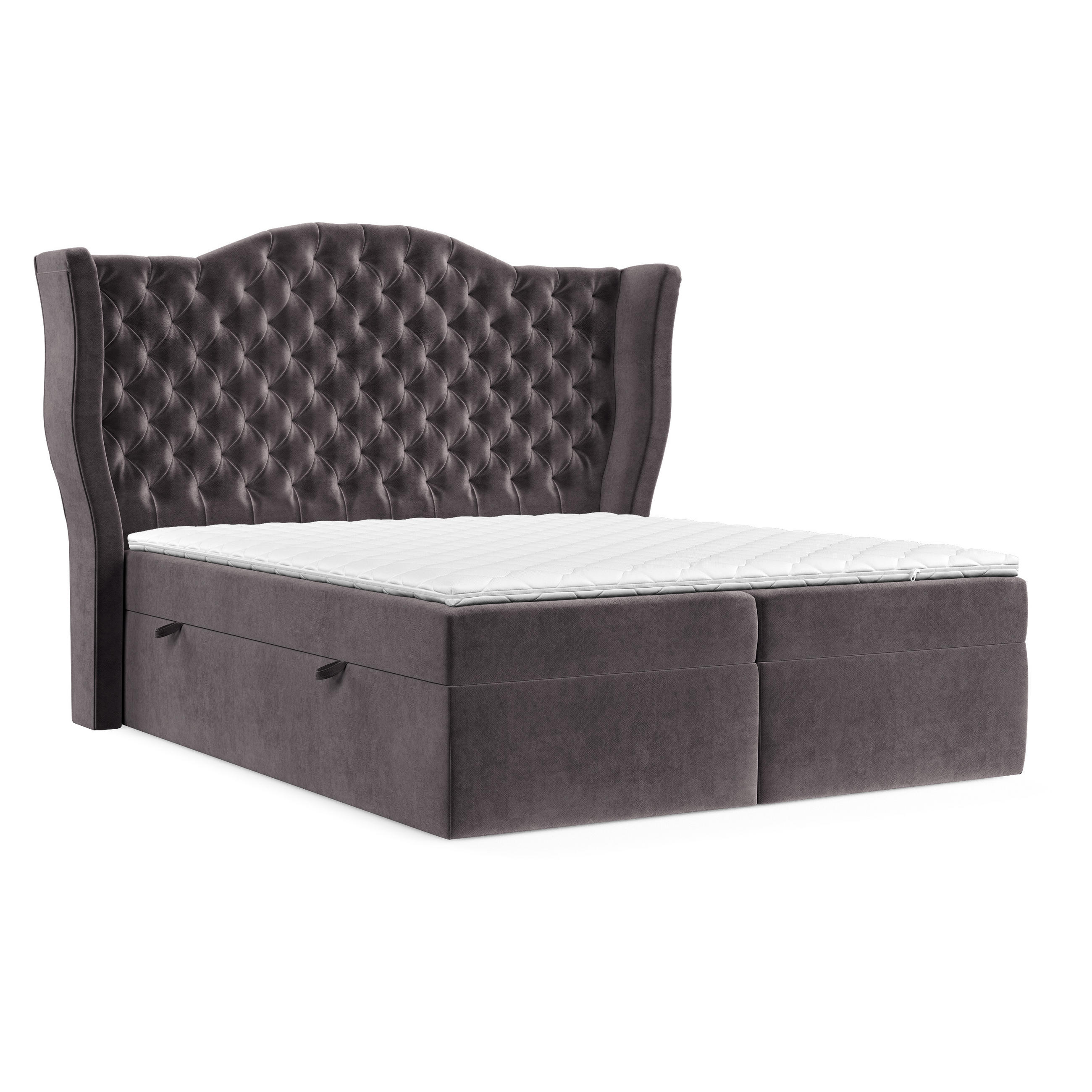 BOXBETT Royal Braun 160/200 cm im Samtstoff - Schwarz/Braun, Holz/Holzwerkstoff (160/200cm) - Maison de Reve