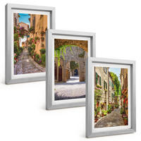 BILDER SET 3er Set - 20x30 cm Silberner Rahmen - Italienische Straßen, Blumen, Architektur - Silberfarben, Kunststoff (20/30cm) - TULUP
