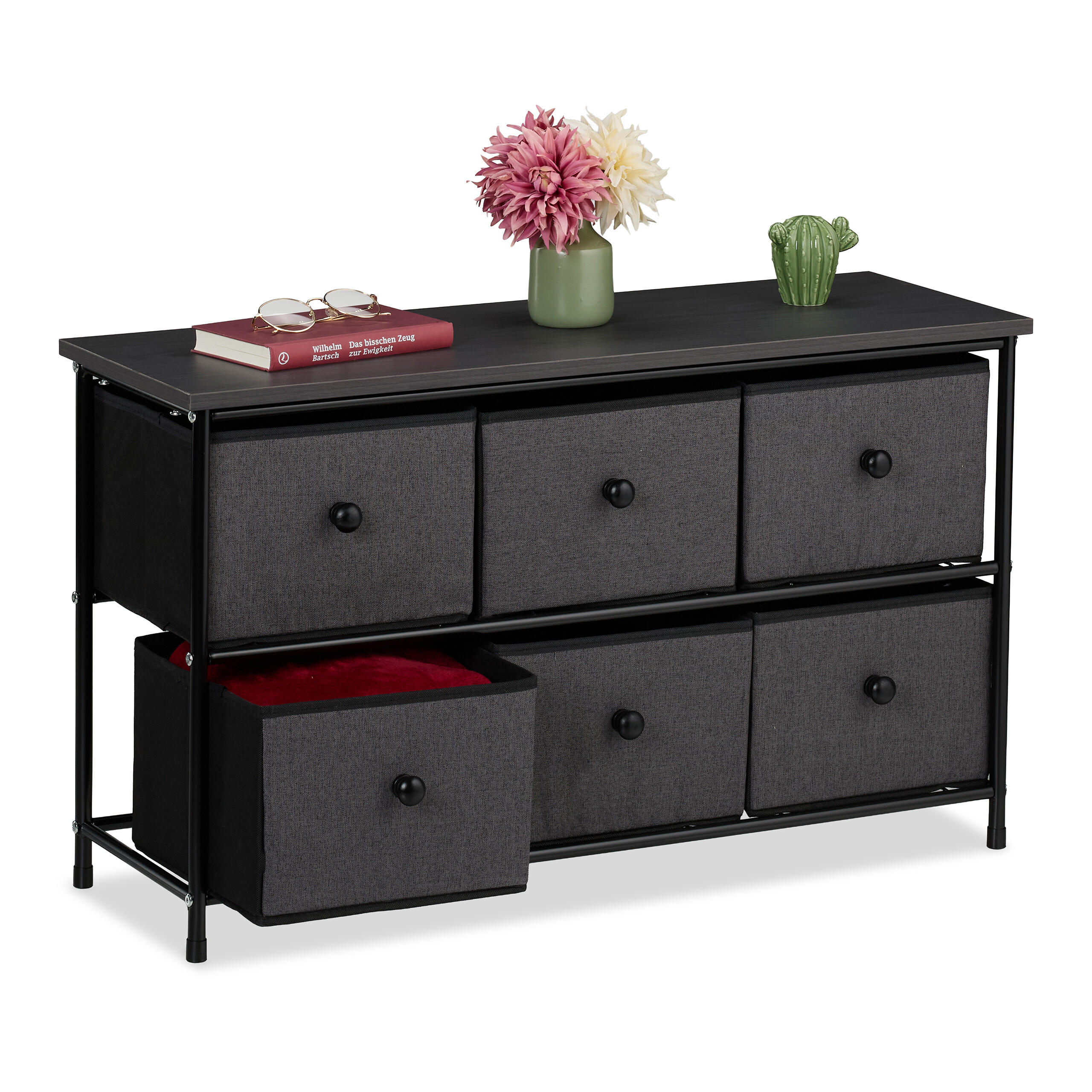 SIDEBOARD - Anthrazit/Schwarz, Holz/Holzwerkstoff (87/51/32cm) - Relaxdays