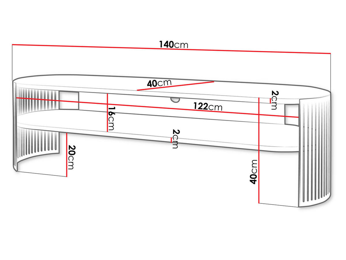 TV-LOWBOARD Fikoli Oval Gold - Goldfarben/Weiß, Holzwerkstoff/Metall (140/40/40cm) - MIRJAN24
