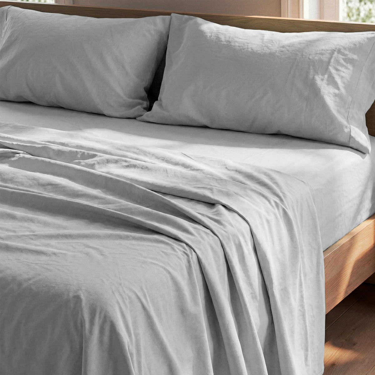 SPANNBETTLAKEN Basic Hellgrau 160x200x32 cm (Bett 150/160) - Grau, Textil (160/200cm) - Happy Friday