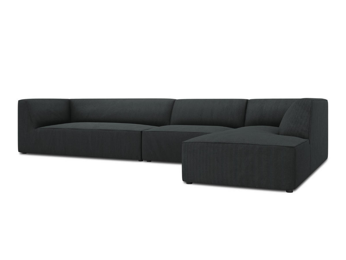 ECKSOFA rechts Ruby aus Cord schwarz 5 Sitzplätze - Schwarz, Textil (180/366cm) - Micadoni
