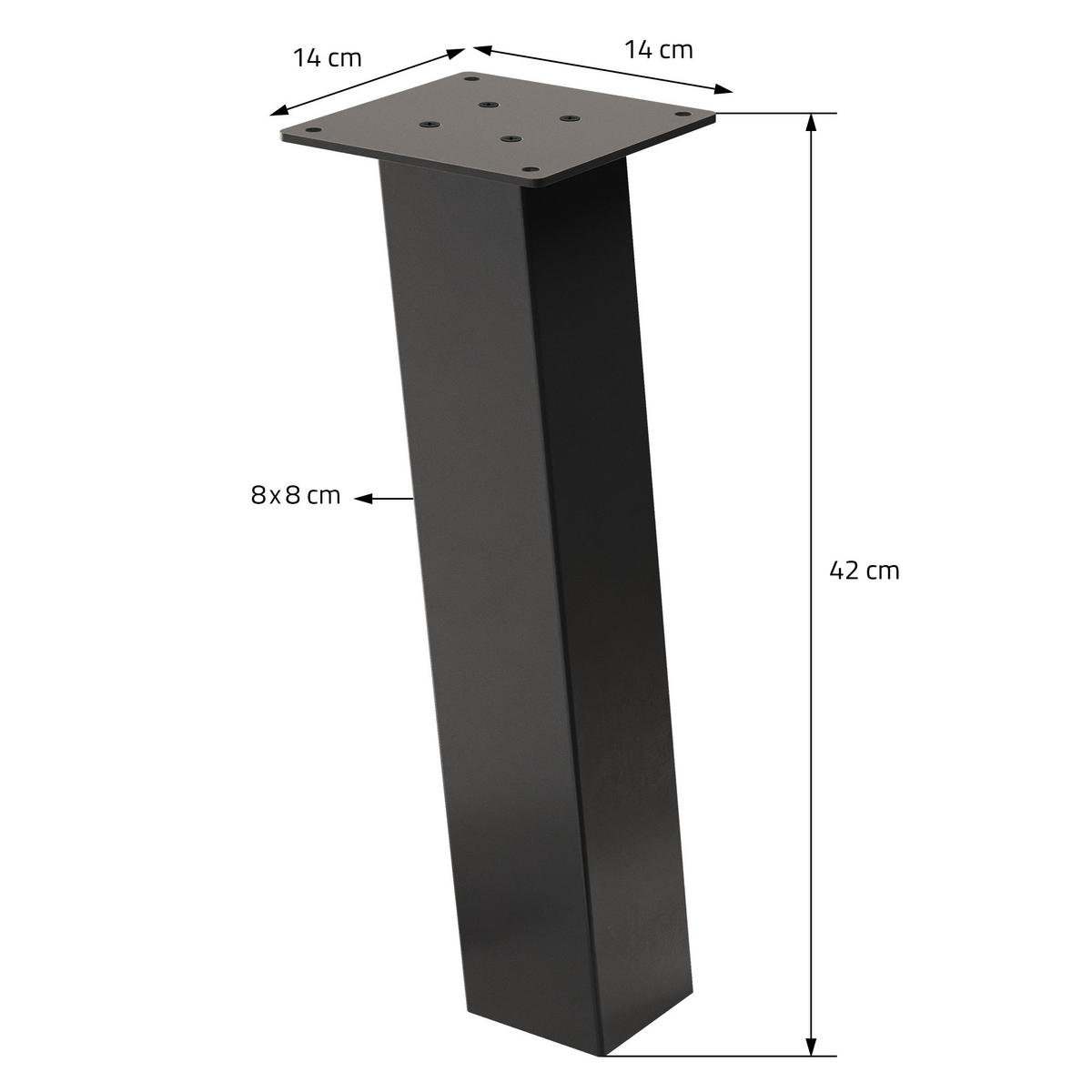 TISCHBEINE 4er Set I-96GRAD-Design H:42 cm Dunkelgrau 8x8 cm - Dunkelgrau, Metall (8/42/8cm) - ML-DESIGN