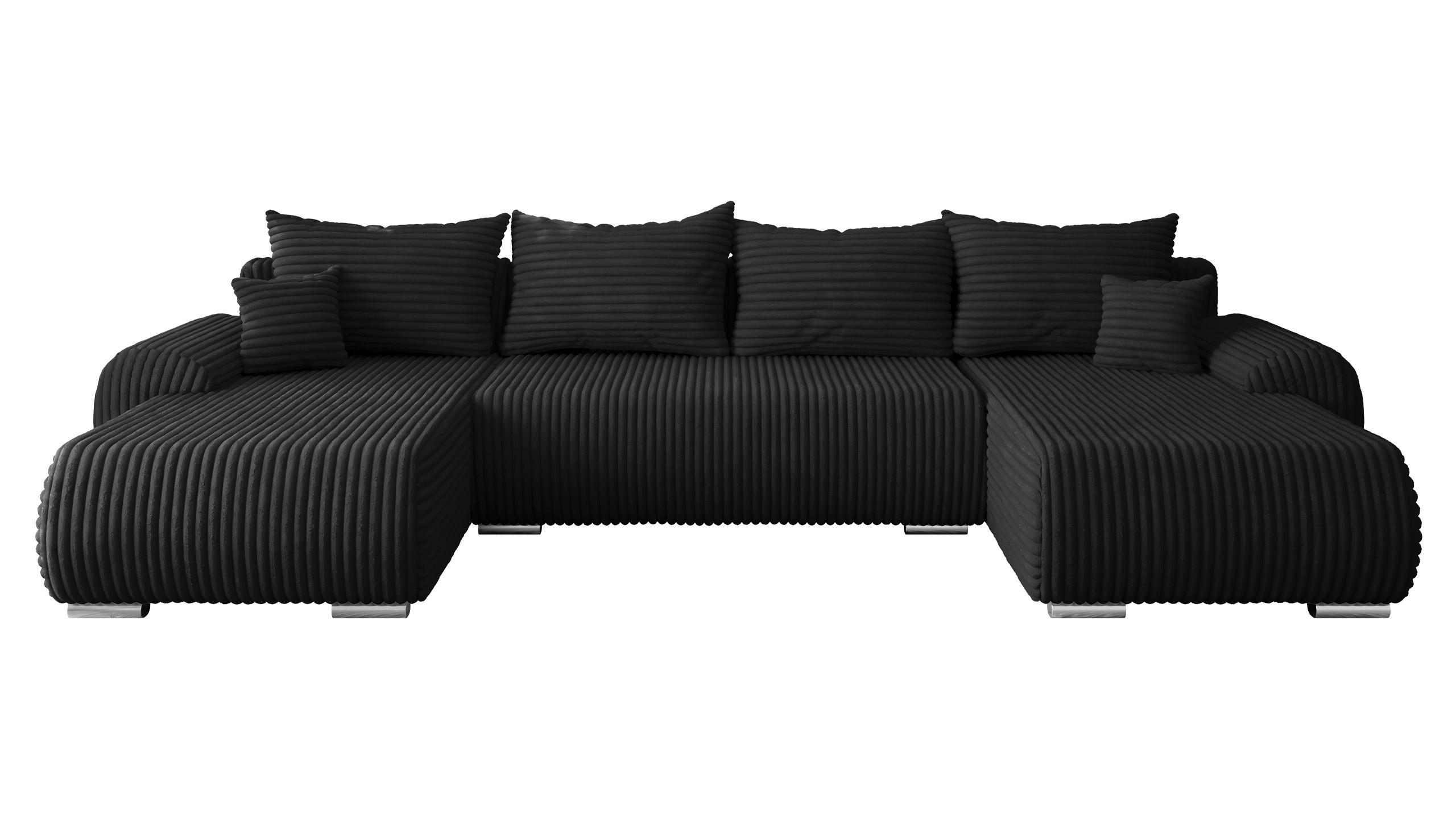Mirjan24 Wohnlandschaft Schwarz 366x81x187 cm
