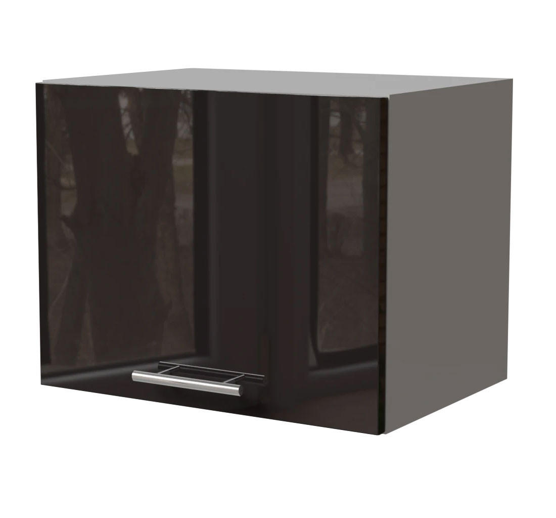 KLAPPHÄNGESCHRANK Essen W4B/45 Schwarz Hochglanz / Grau Matt 45 / 32,5 / 36cm - Schwarz Hochglanz/Schwarz, Holz/Holzwerkstoff (45/36/32.5cm) - Feldmann-Wohnen