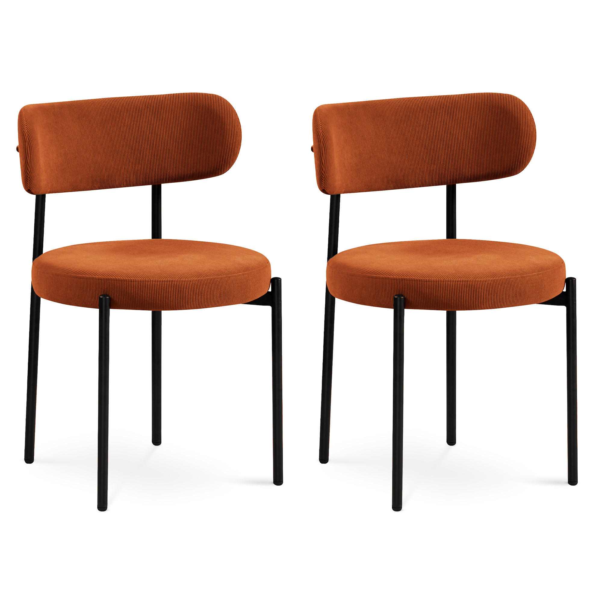 STÜHL 2er-Set Iris moderne aus Terrakotta Cord - Terracotta/Schwarz, Textil/Metall (53.5/80/49.5cm) - Sicaan