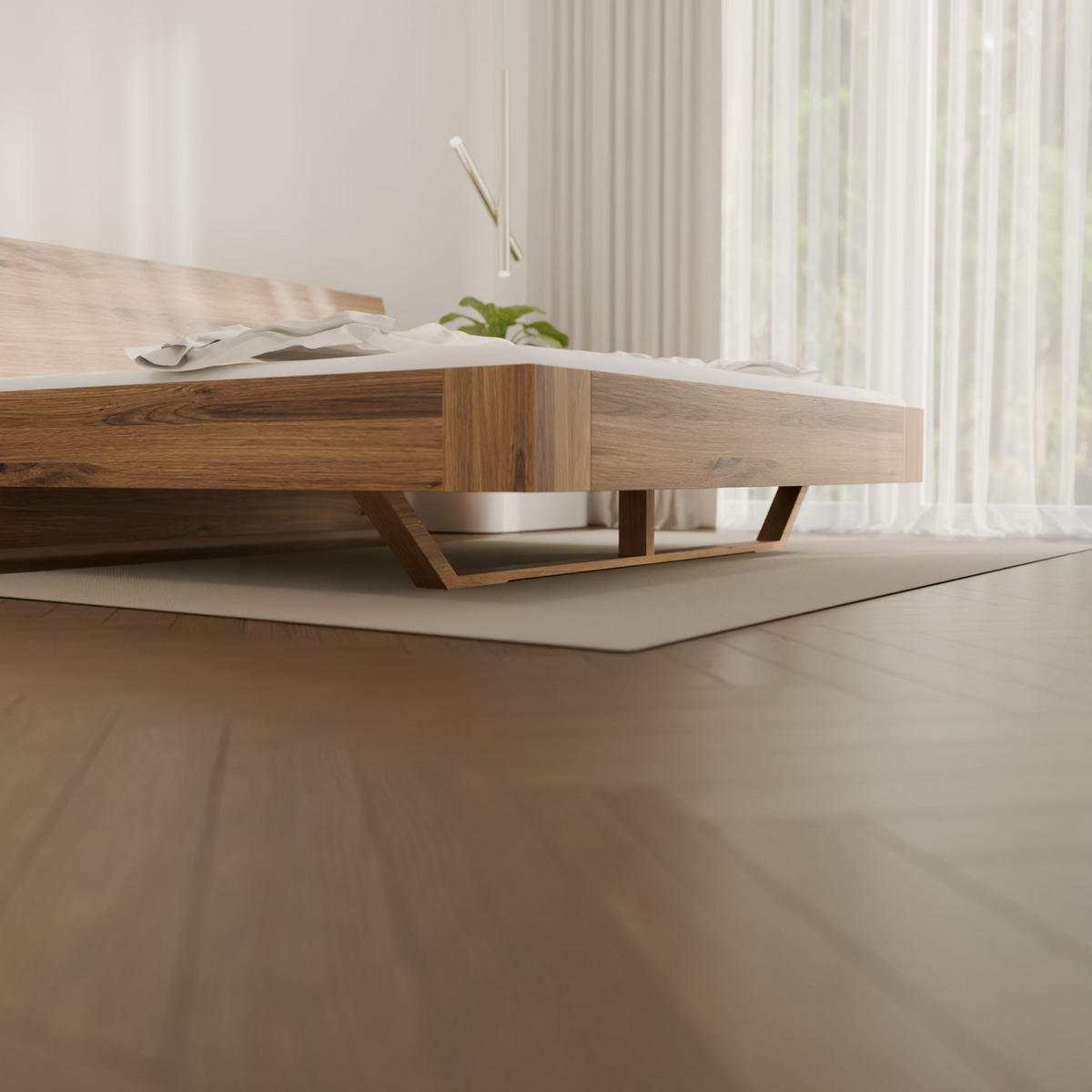 SCHWEBEBETT 180/220 cm aus Wildeiche - Braun, Holz (180/220cm) - MeinMassivholz