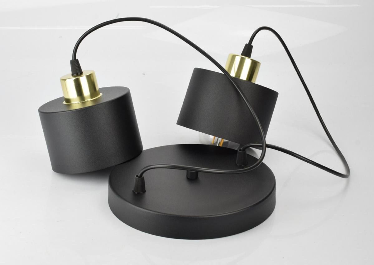 PENDELLEUCHTE BLACKSPOT - Goldfarben/Schwarz, Metall (25/25/80cm) - kiki design