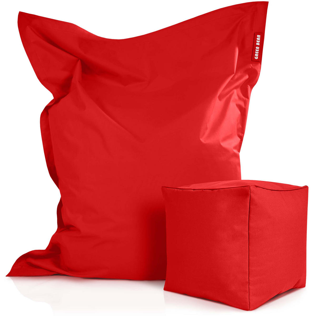 XXL-SITZSACK + Pouf 2er Set - 140x180cm - Rot, Textil (140/25/180cm) - Green Bean