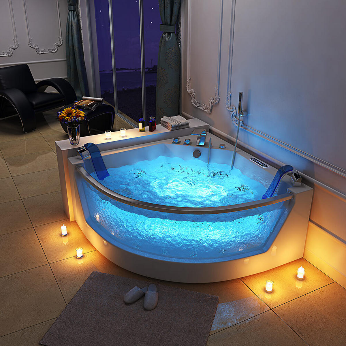 WHIRLPOOL ATLANTIC - Größe: L - Weiß, Keramik (140/64/140cm) - Home Deluxe