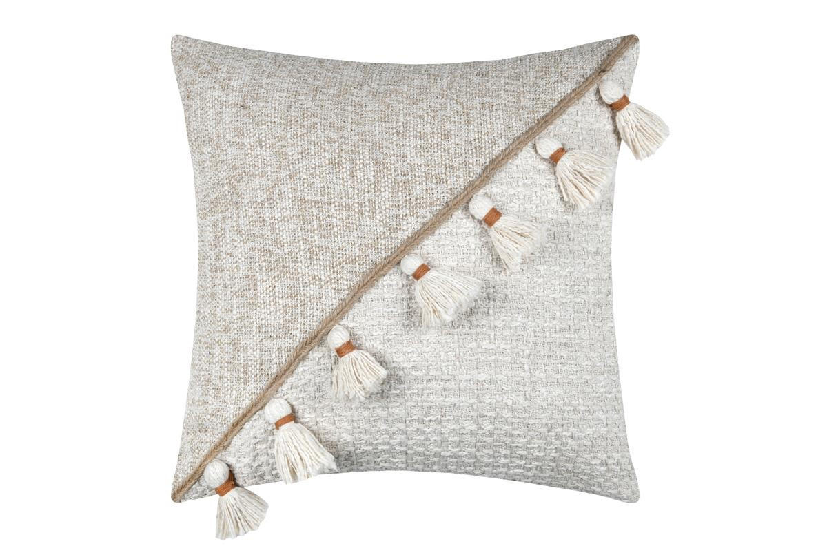 DEKOKISSEN mit Fransen Ziana 45/45/2 cm - Beige, Naturmaterialien (45/45cm) - STOF