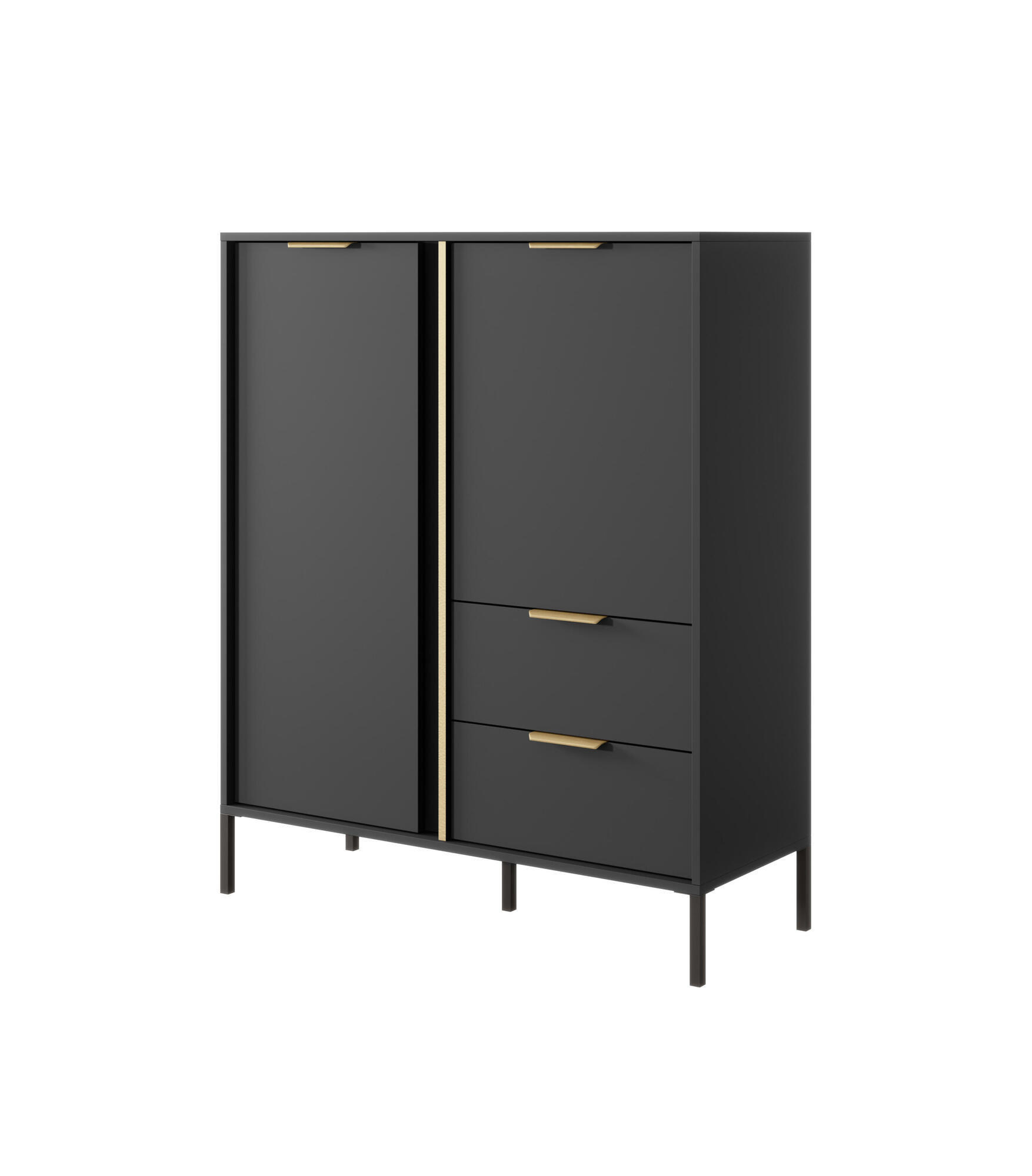 SIDEBOARD LARS Schwarz 103x40x123 cm - Schwarz, Holzwerkstoff (103/123/40cm) - FURNLUX