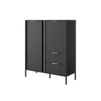 SIDEBOARD LARS Schwarz 103x40x123 cm - Schwarz, Holzwerkstoff (103/123/40cm) - FURNLUX