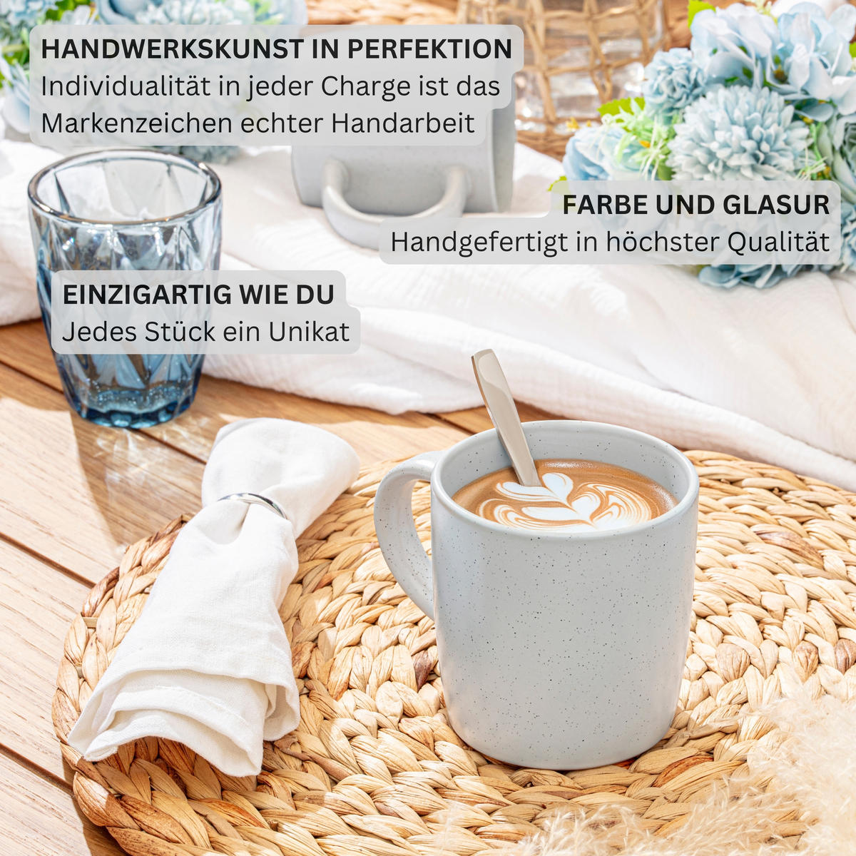 TAFELSERVICE LEEDS FROST - 36 teilig aus Steingut 12 Personen - Hellgrau, Stein (50/30/80cm) - Sänger