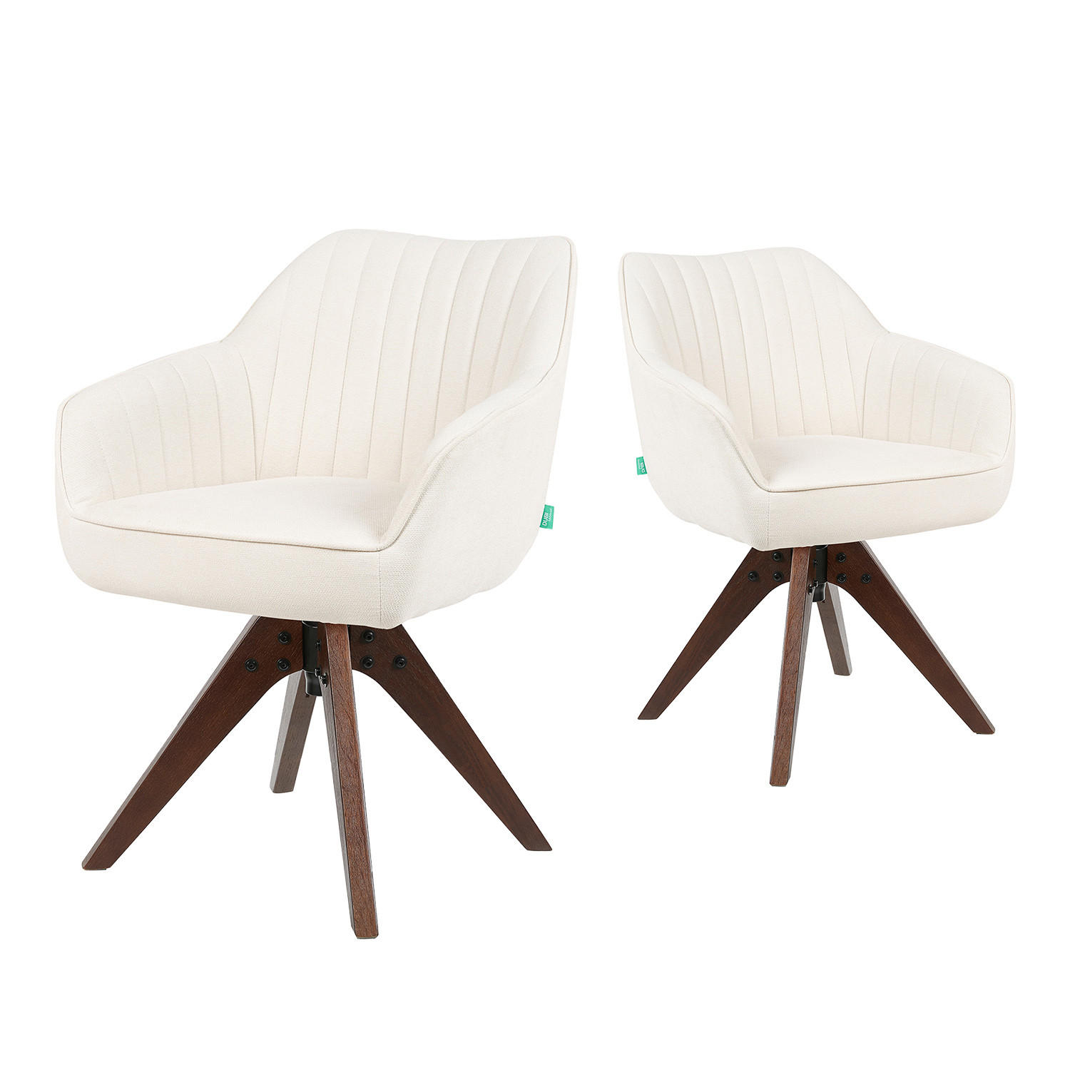 ARMLEHNSTUHL Mika-Finn 2er-Set - Nussbaumfarben/Creme, Eichenholz/Holz (60/82/61cm) - DUBI Möbel