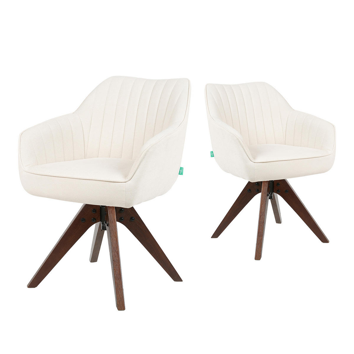 ARMLEHNSTUHL Mika-Finn 2er-Set - Nussbaumfarben/Creme, Eichenholz/Holz (60/82/61cm) - DUBI Möbel