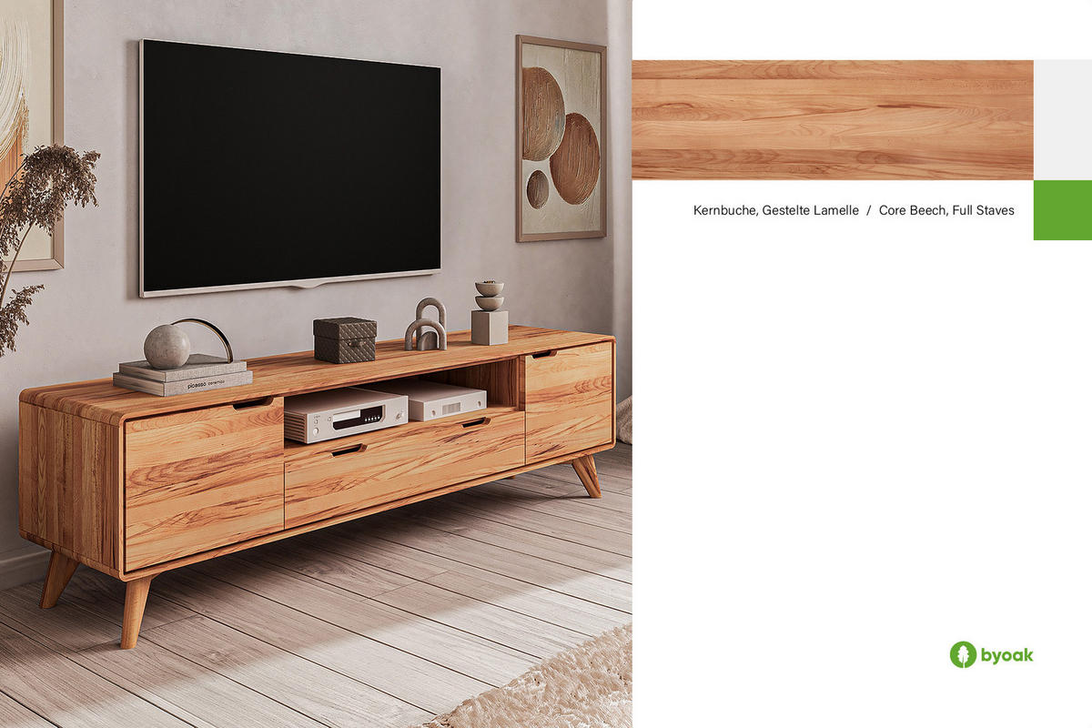 GREG HIFI-SCHRANK Kernbuche - Kernbuche, Holz (180/48/40cm) - byoak