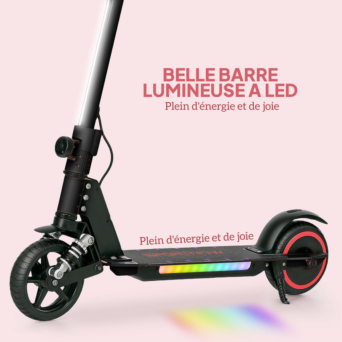 KINDERSCOOTER DE-16987 klappbar 120 W 10 km/h Pink - Schwarz, Metall (78/32/92cm) - ComfortXL