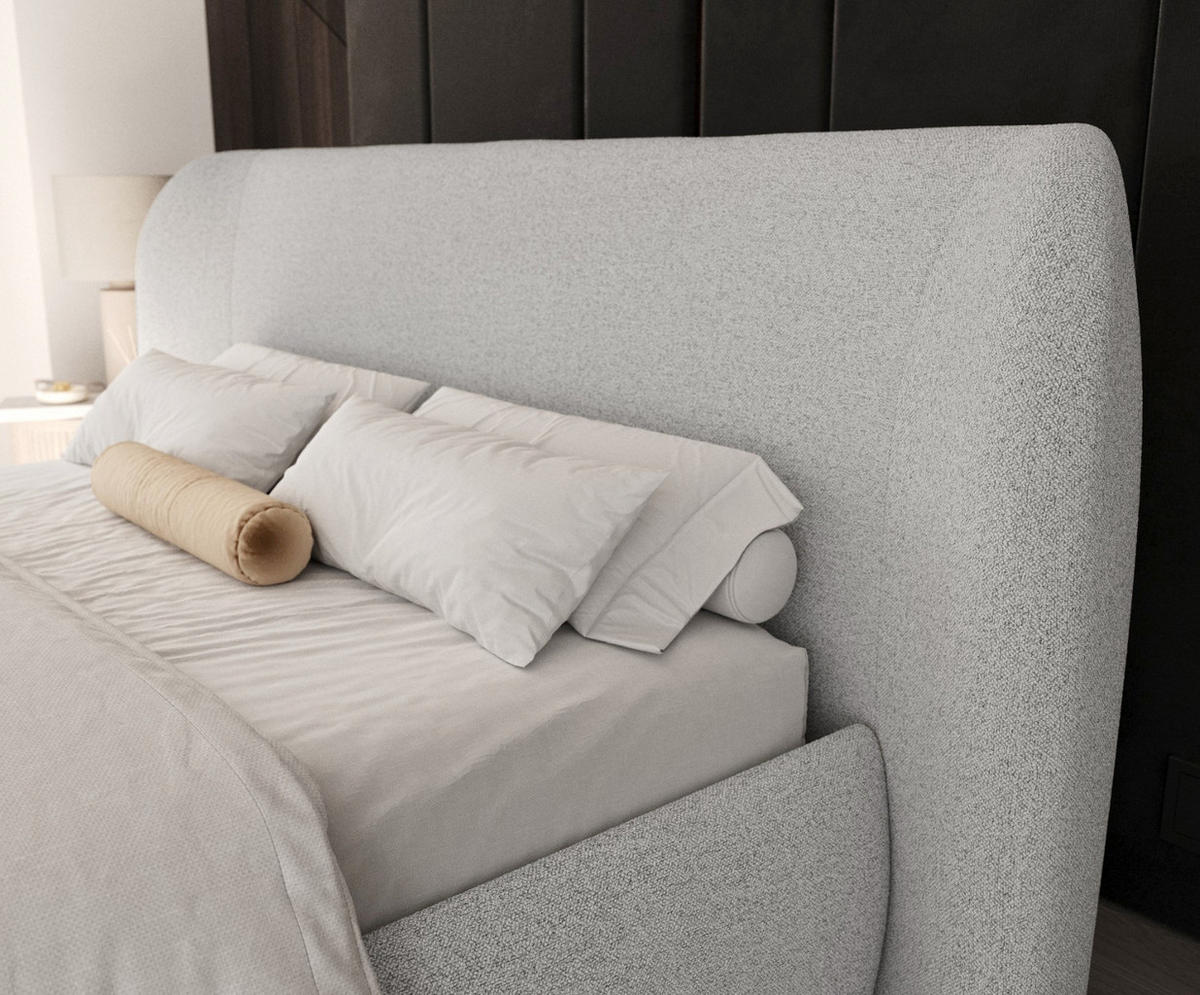 POLSTERBETT Bellano mit Stauraum 140/200 cm Hellgrau im Riva Stoff - Hellgrau/Schwarz, Holz/Holzwerkstoff (140/200cm) - AltaBeds