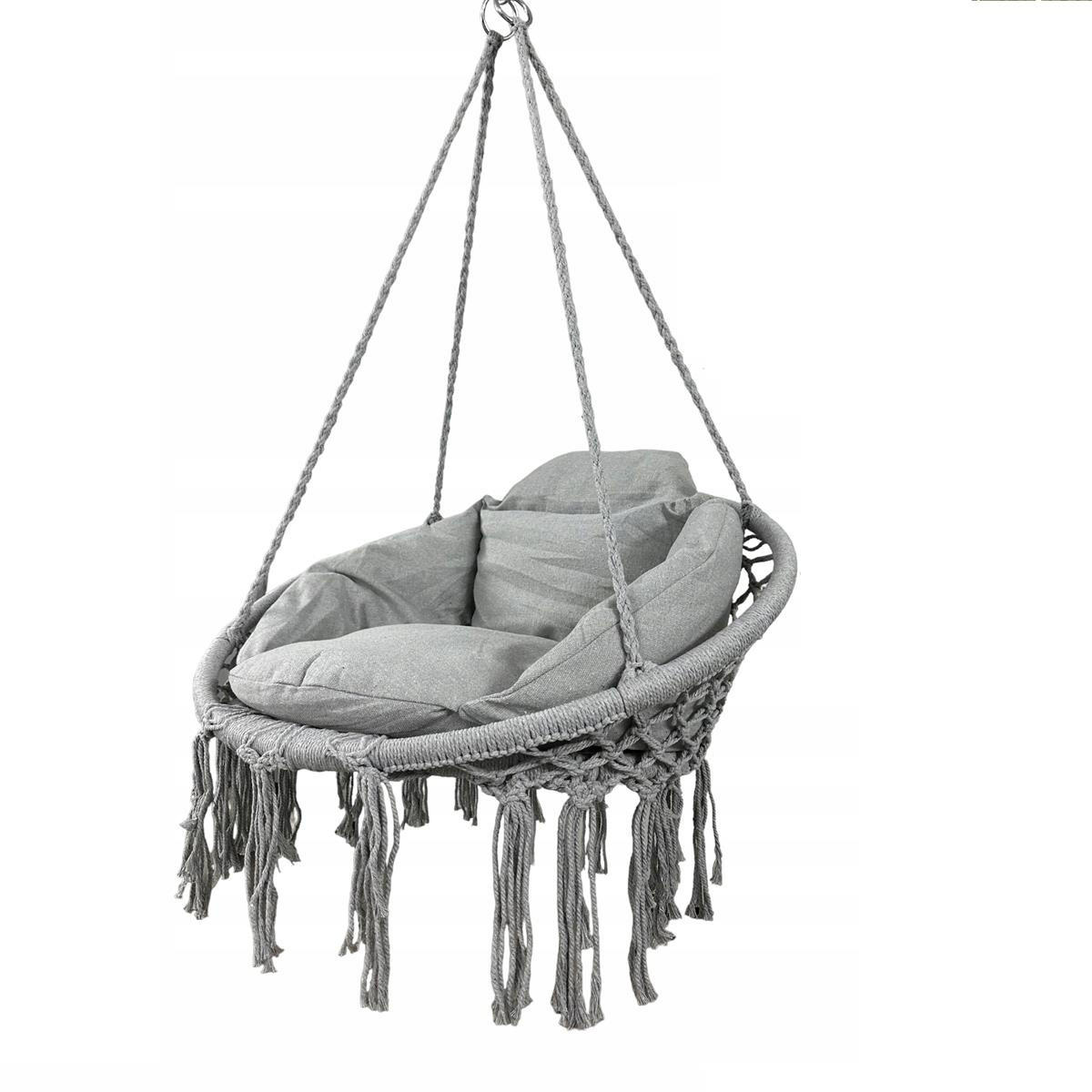 HÄNGESESSEL BLISS Hellgrau, mit Kissen - Grau, Metall (80/120/80cm) - Bettso