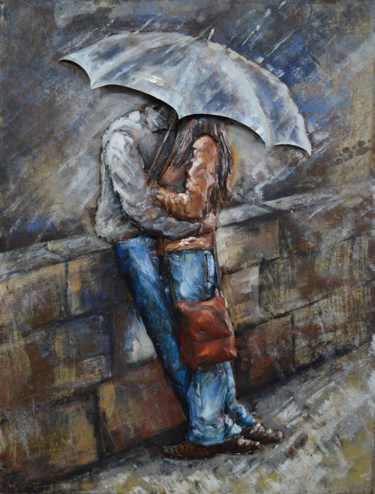 METALLBILD Blau 70/100 cm - Blau/Braun, Metall (5.9/100cm) - KUNSTLOFT