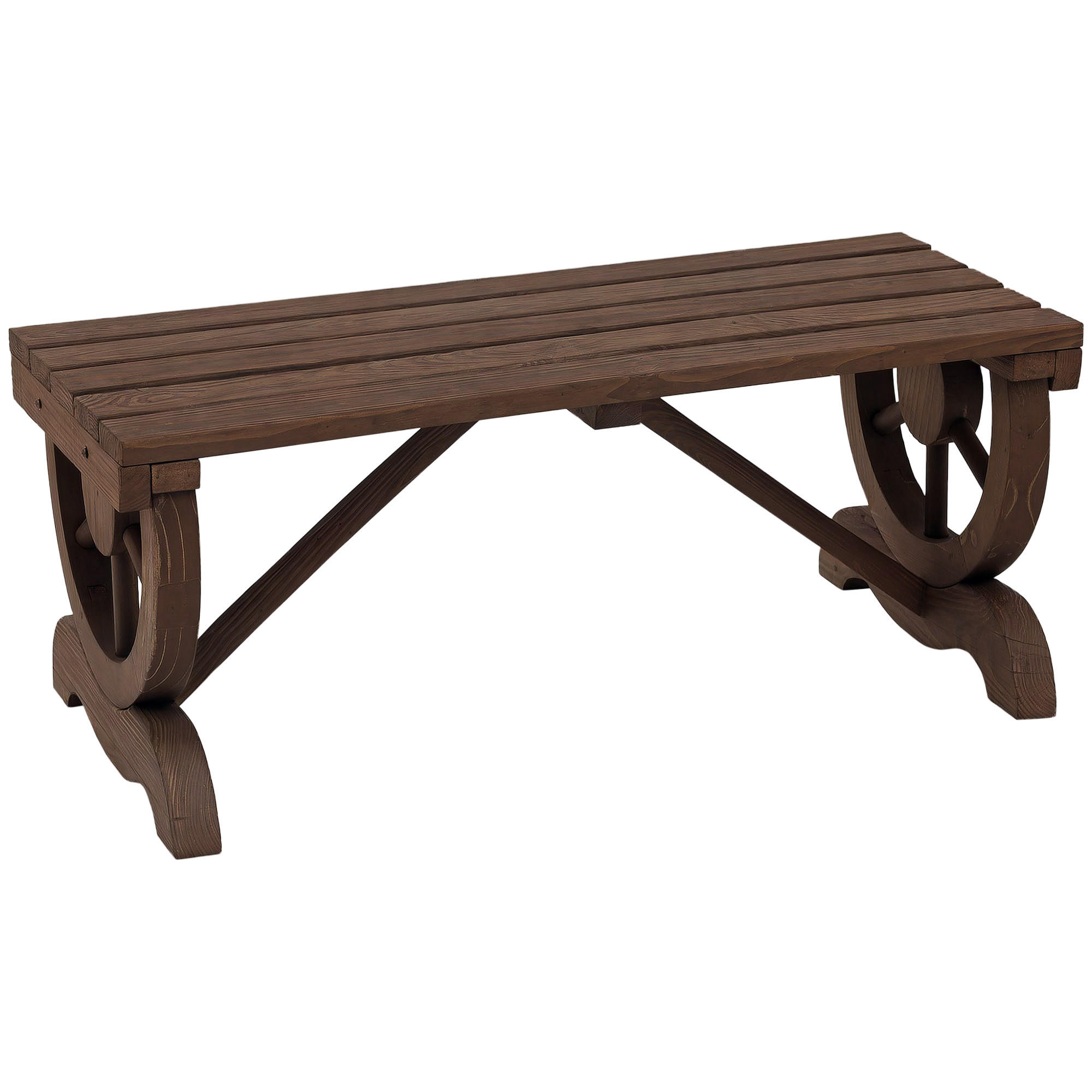 GARTENBANK DE-08301 Wagenrad-Design, wetterfest Natur - Braun, Holz (98/39.5/50cm) - ComfortXL