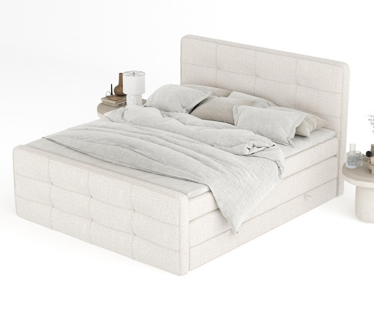 BOXSPRINGBETT Semplice Beige 180/200 cm - Beige/Schwarz, Holz/Holzwerkstoff (180/200cm) - Maison de Reve