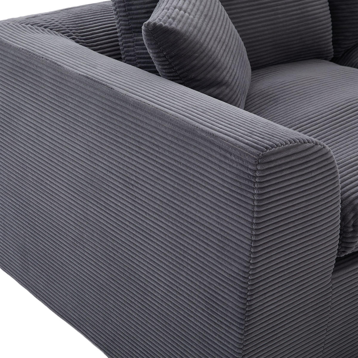2-SITZER SOFA Cord Dunkelgrau mit Kissen - Dunkelgrau, Textil (204/84/102.5cm) - WISHDOR