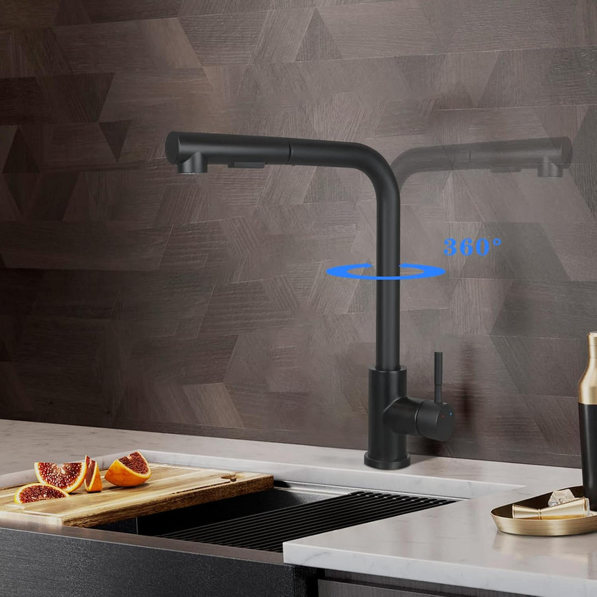 KÜCHENARMATUR Aquinh 5/36/25 cm - Schwarz, Metall (5/36/25cm) - ZMH