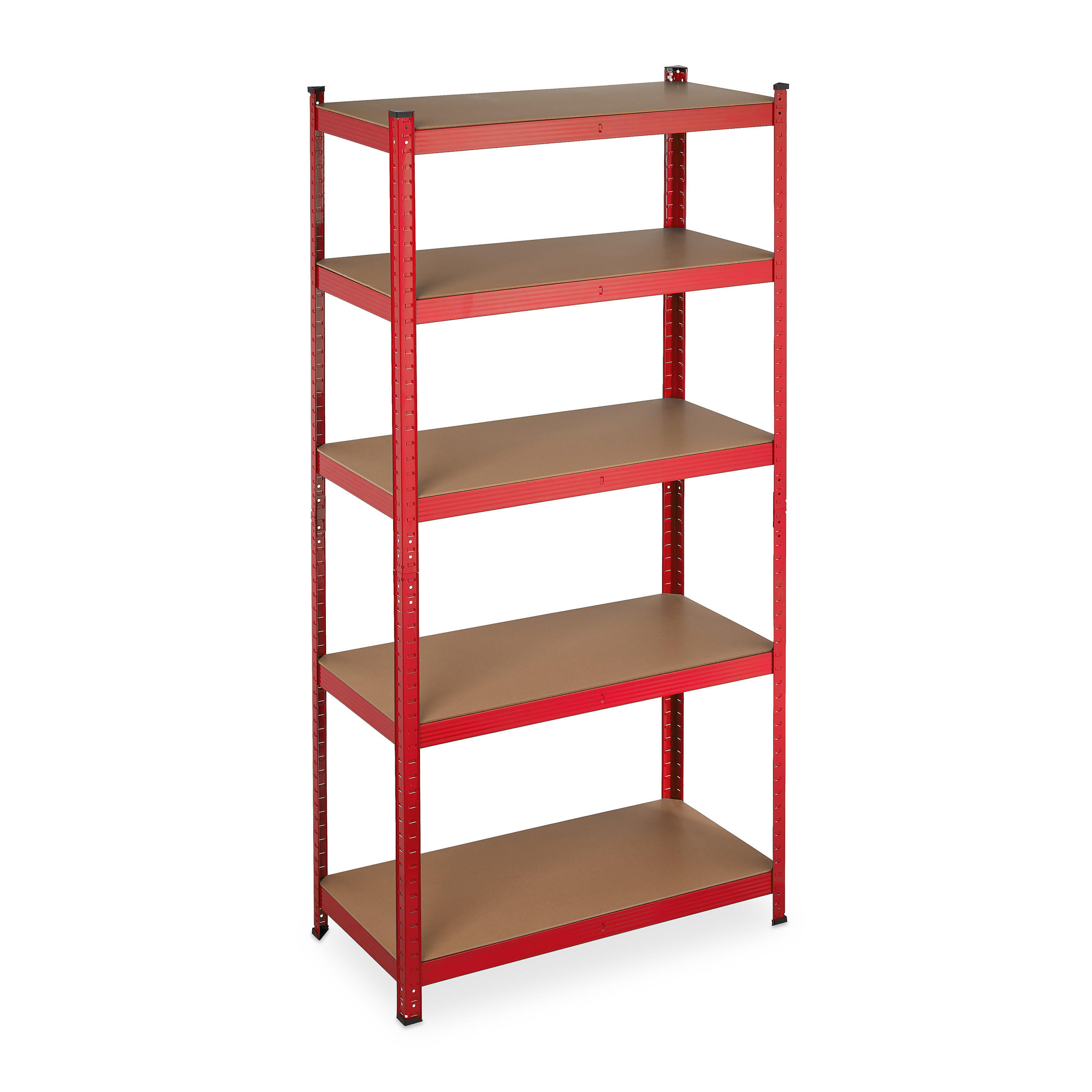 Relaxdays REGÁL Červený bez šroubů ocel MDF 5 polic 180 cm