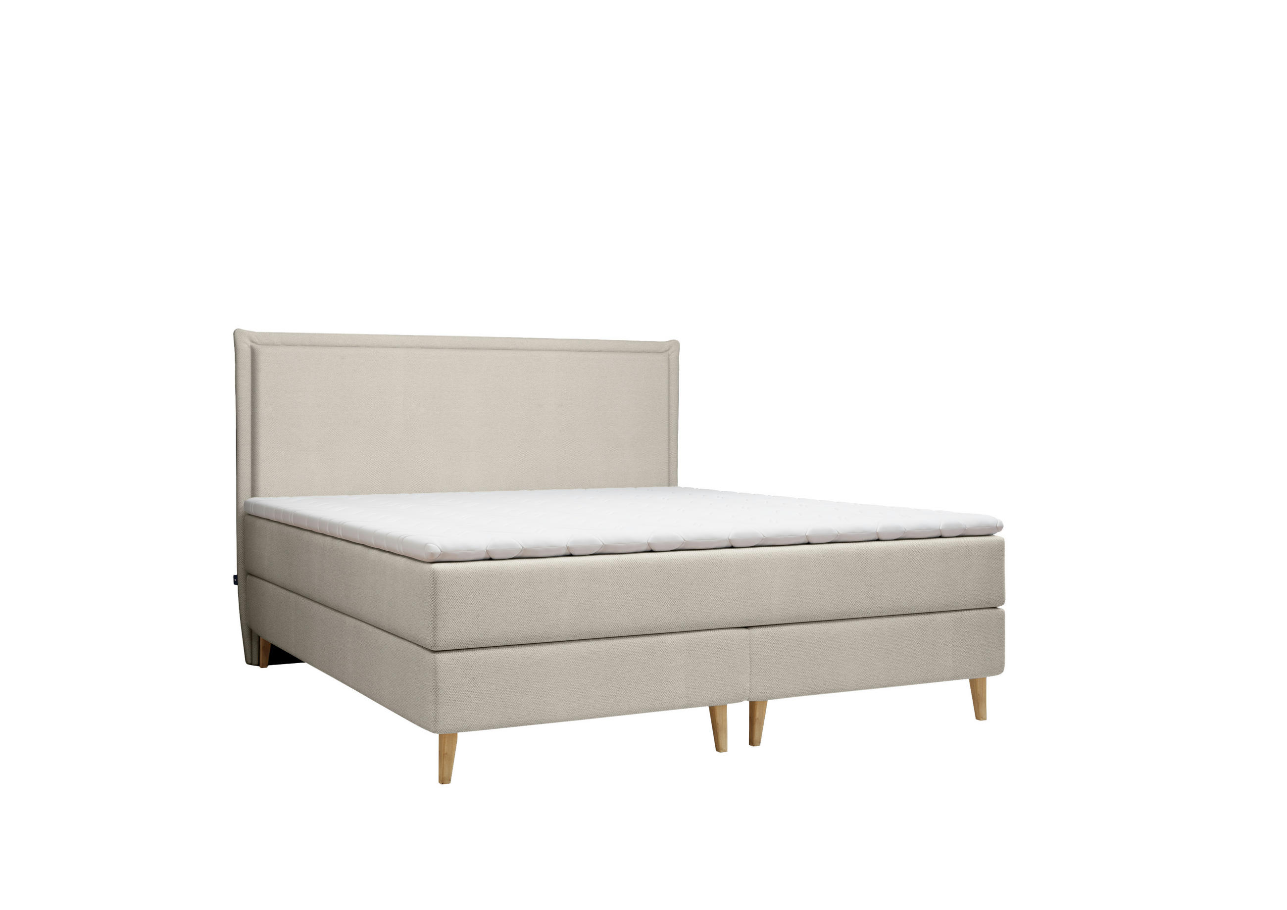 KONTINENTALBETT Calma Beige 120/200 cm mit Bonellmatratze - Beige/Naturfarben, Holz/Holzwerkstoff (120/200cm) - Maison de Reve