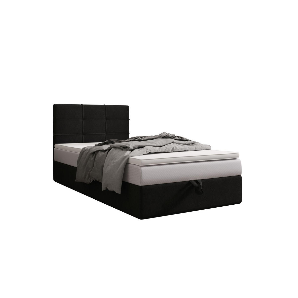 BOXBETT DUO 2 100x200 Cosmic 100, mit Matratze H3 und Topper, Schwarz - Schwarz, Holz/Kunststoff (100/200cm) - Bedante