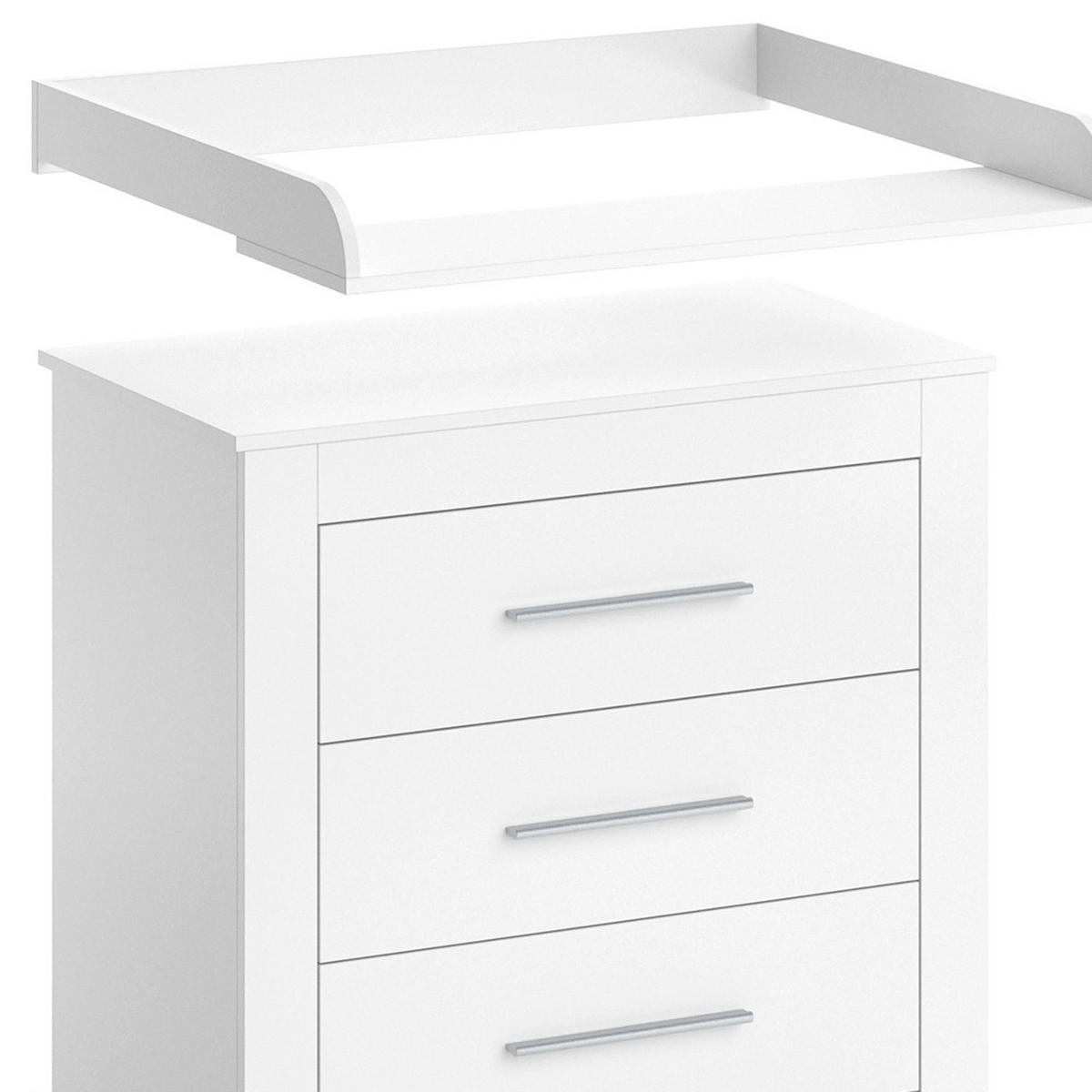WICKELKOMMODE Miro Weiß 86.6 x 86.5 cm - Silberfarben/Weiß, Holzwerkstoff (86.6/86.5/48.5cm) - Vicco