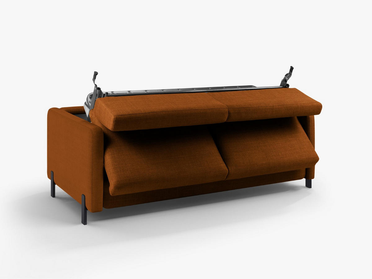 SOFA ausklappbar Gloria aus strukturiertem Stoff ziegelrot 2 Sitzplätze - Orange, Textil (102/80/182cm) - Micadoni
