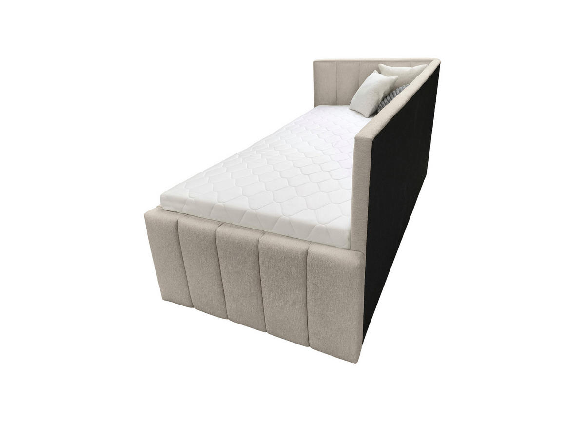POLSTER-KINDERBETT LUKA 90x200 cm, links, mit Ausziehbett – Beige - Beige, Textil - KS Home Concept