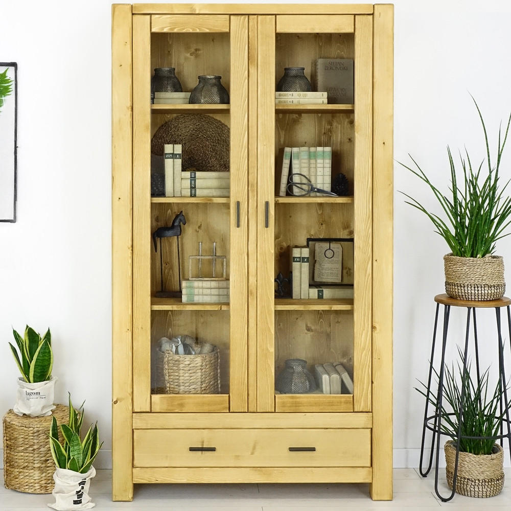 VITRINE aus Massivholz Sara - Honig, Holz (110/195/40cm) - Seart
