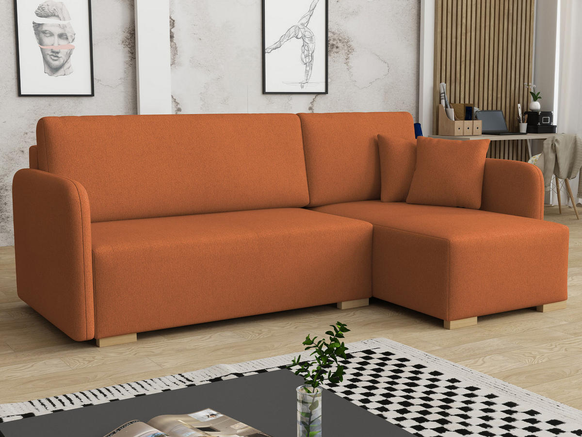ECKSOFA Como L - Naturfarben/Orange, Holz/Textil (220/140cm) - MIRJAN24
