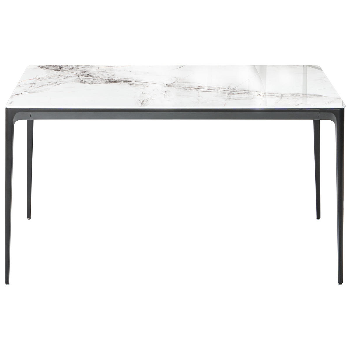 JÍDELNÍ STŮL Bílý Mramor 140/80 cm Sklo Jollein - bílá, sklo (140/80/73cm) - Beliani