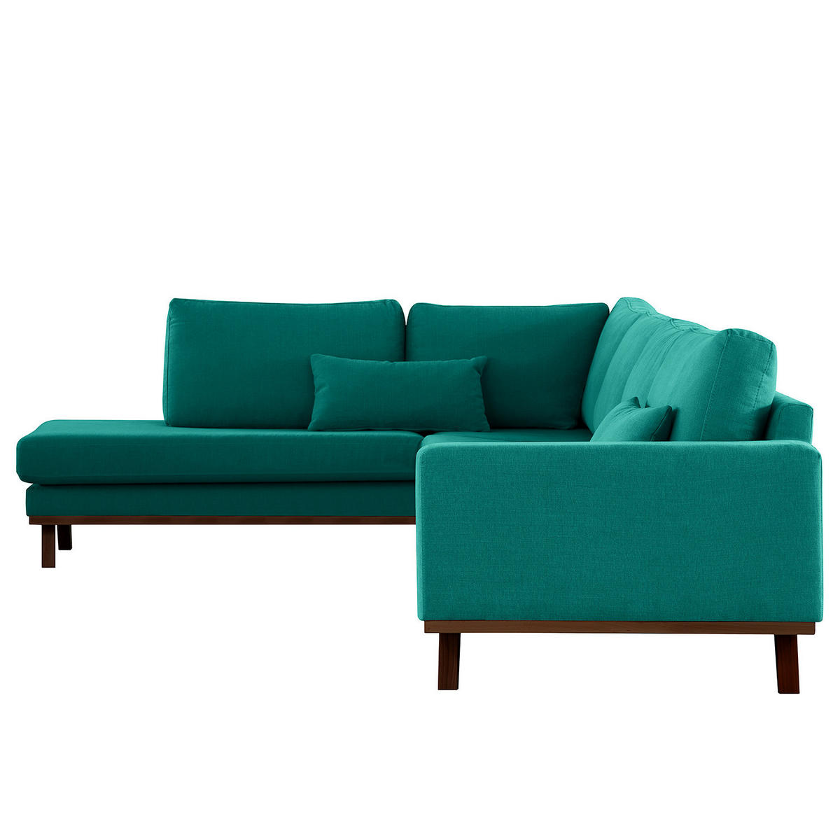 ECKSOFA mit Ottomane - Buchefarben/Petrol, Buchenholz/Textil (287/219cm) - home24